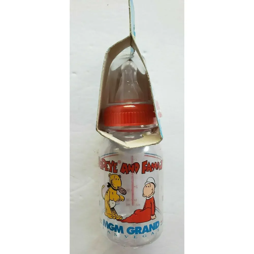 1995 MGM Grand Hotel Popeye and Family Baby Bottle 4 oz Brand‎ New U156